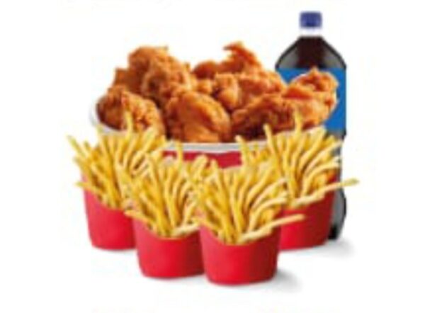 Family Box (8 OR 12 CHICKEN PIECE, 4 FRIES, 8 SPICY WINGS & 1.5 DRINK)